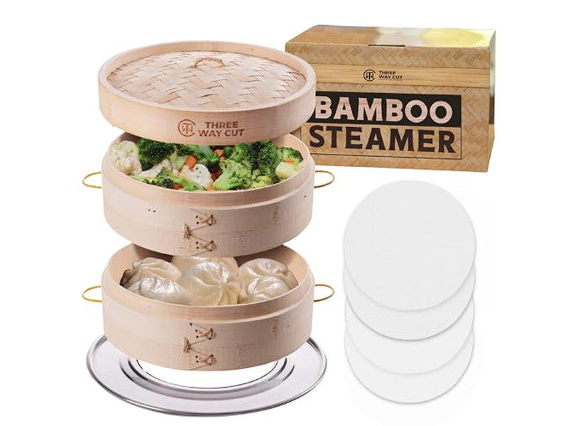 سلة بخار الخيزران قابلة للطي 10 بوصة