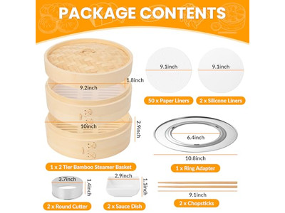 مبخرة طعام بالغاز وسيليكون سلة بخار الخيزران