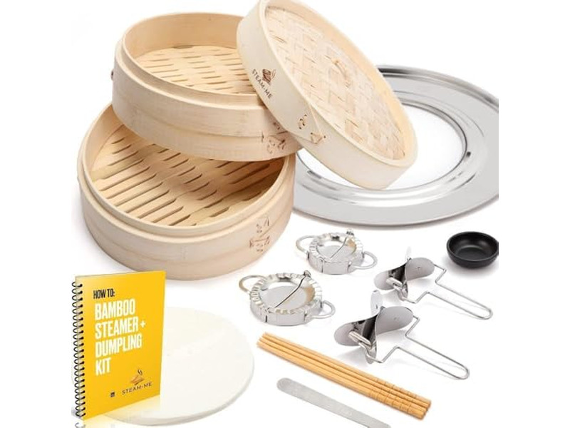 مجموعة خشبية للغاز ومومو والنقانق سلة بخار الخيزران