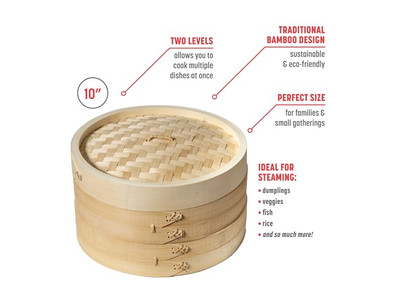 طبخ الديم سوم سلة بخار الخيزران الصينية