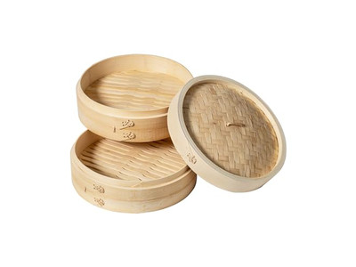 طبخ الديم سوم سلة بخار الخيزران الصينية