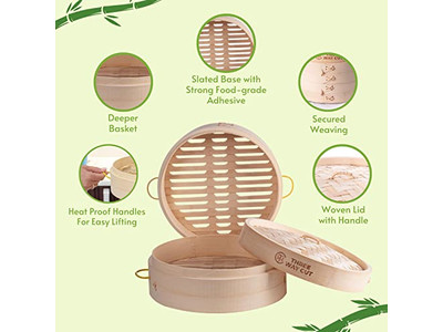 سلة بخار الخيزران قابلة للطي 10 بوصة