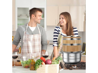 مجموعات أواني الطهي سلة بخار الخيزران