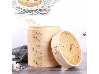 منتجات أواني البخار سلة بخار الخيزران ثلاثية الطبقات