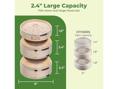 سلة بخار الخيزران للمأكولات البحرية والديم سوم