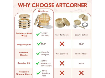 سلة بخار الخيزران الاحترافية