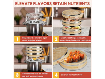 سلة بخار الخيزران الاحترافية