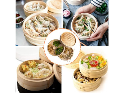 مجموعة خشبية لطهي الخبز والطعام 8 سلة بخار الخيزران للزلابية